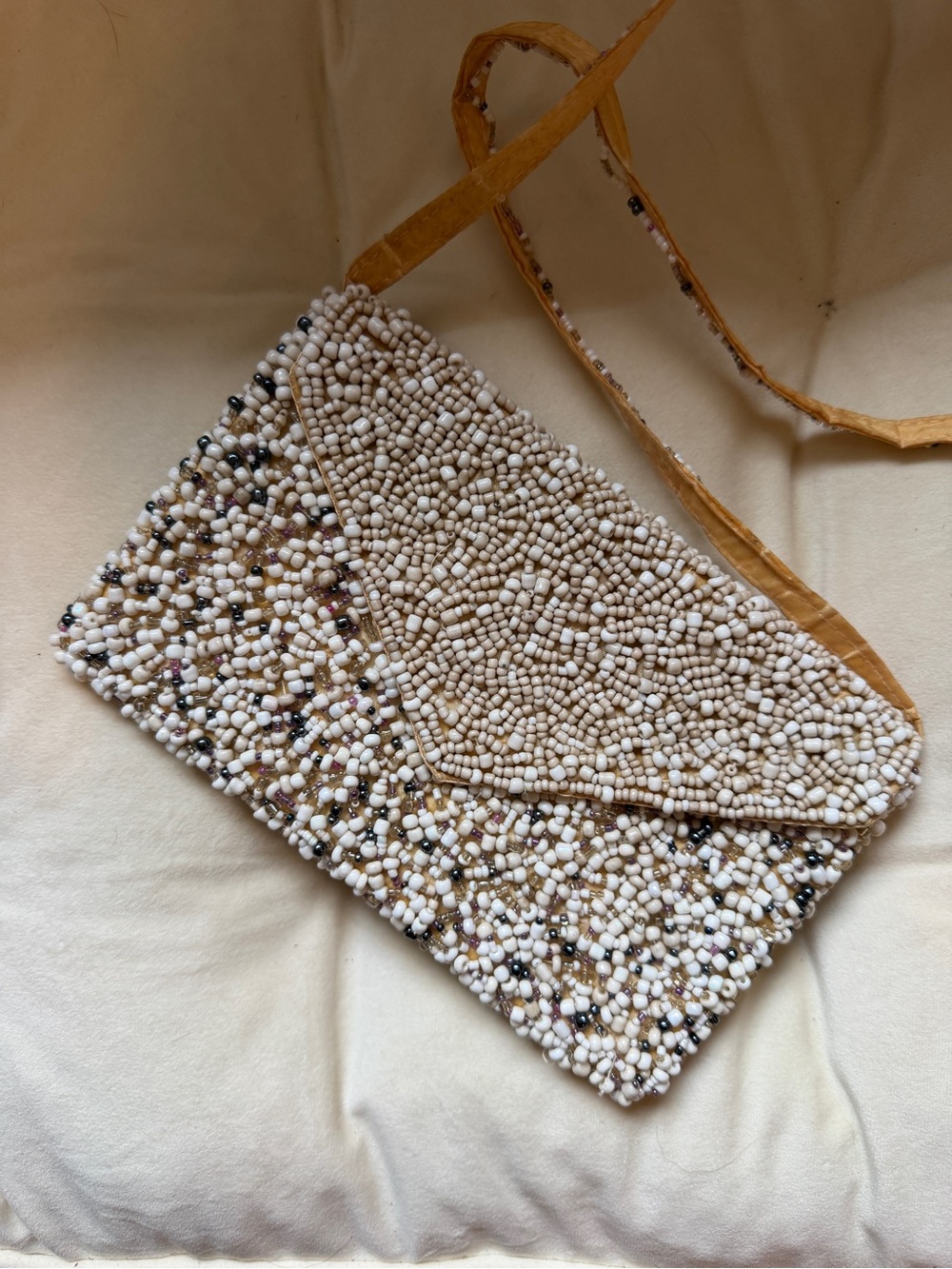 Beaded Envelope Crossbody Bag in Cream